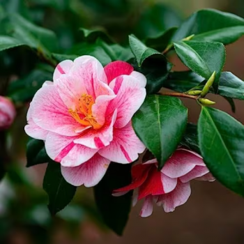 Tri Color Camellia in 4 inch pot *Cold and Heat Sensitive* Cannot Ship Out of the USA